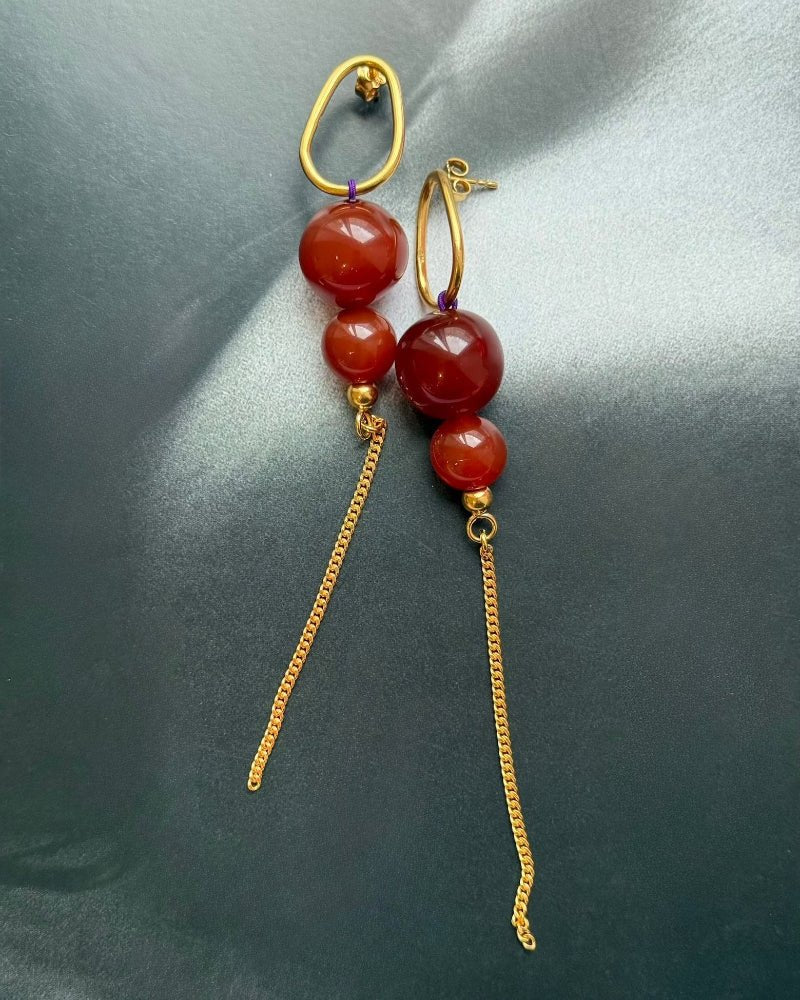 Ohrringe aus rötlichen Edelsteinen,  Carneol in gold von chaingang aus München