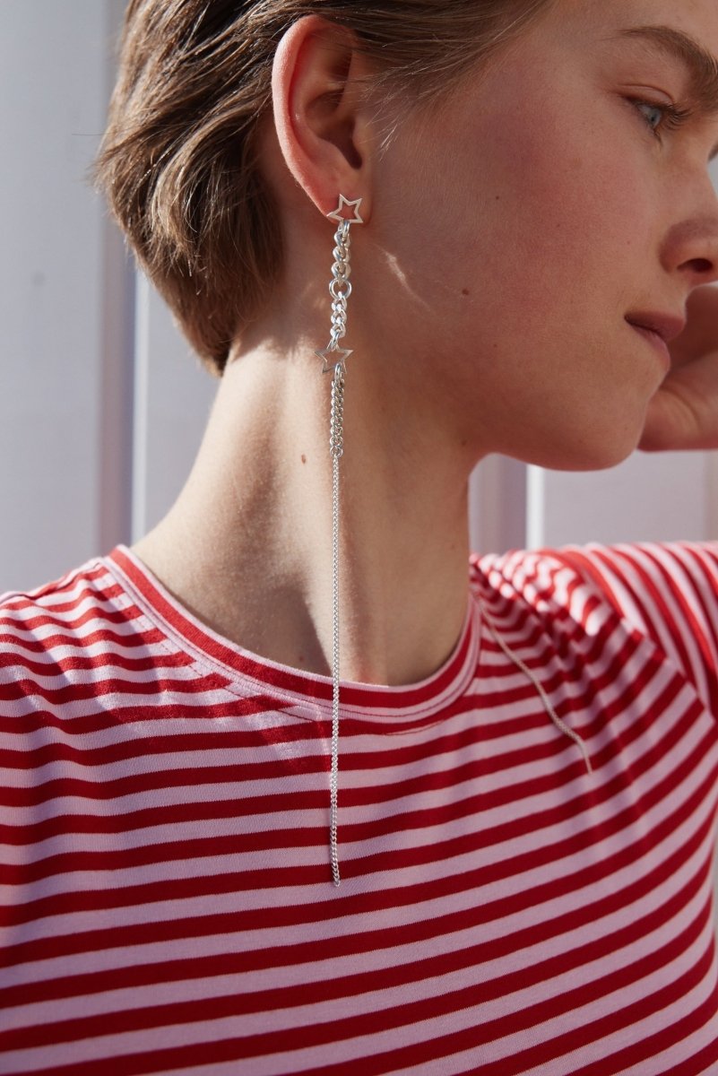lange Sternohrringe, cool und aus Silber aus dem Atelier in München von Chaingang