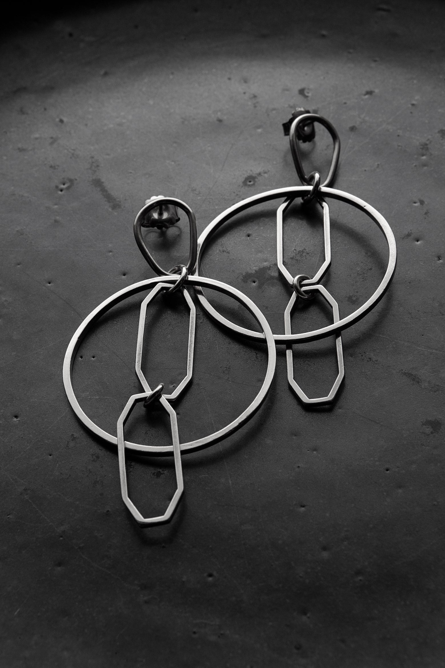 Ohrringe silber Ring Stecker Chaingang
