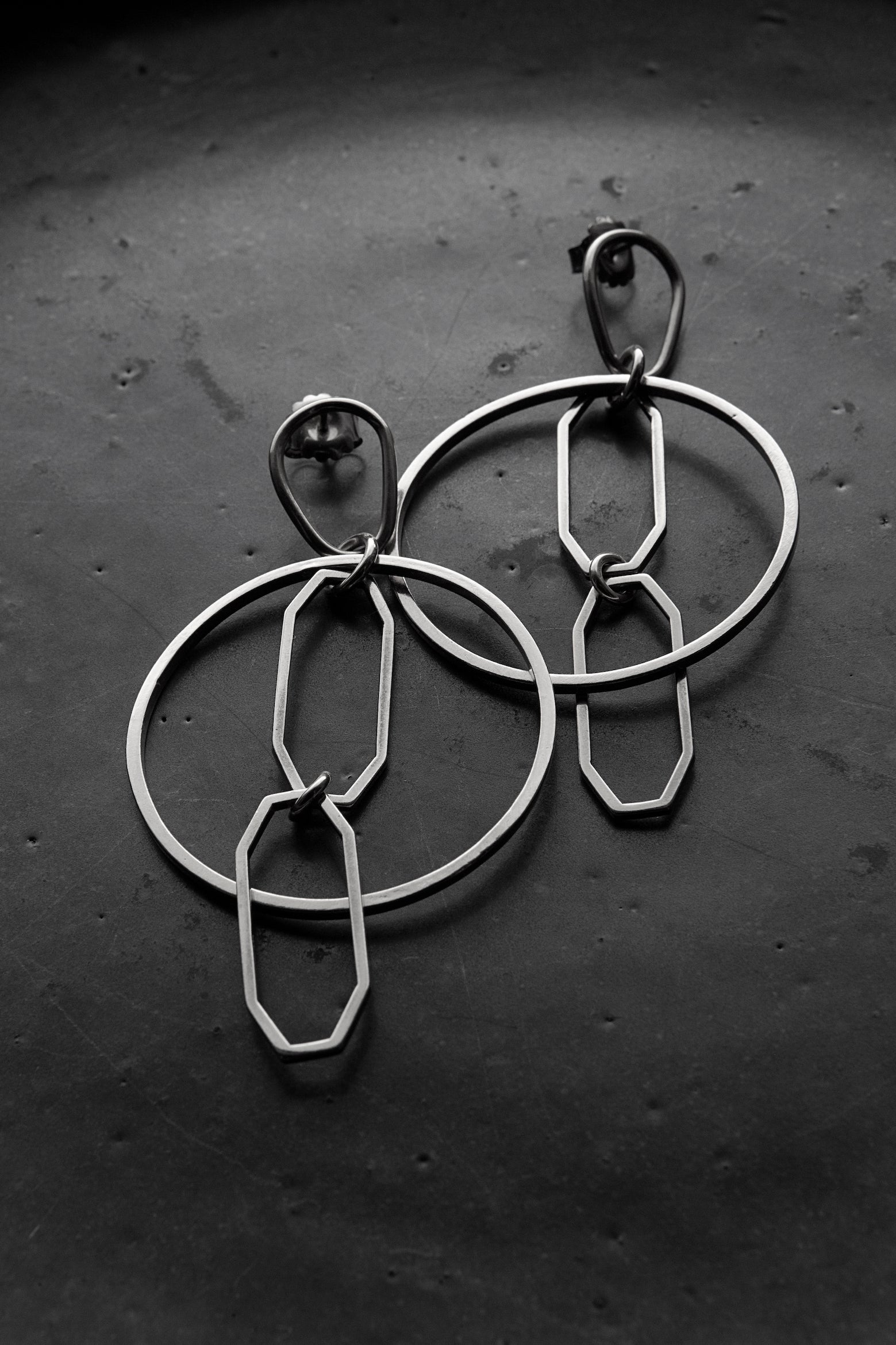 Ohrringe silber Ring Stecker Chaingang