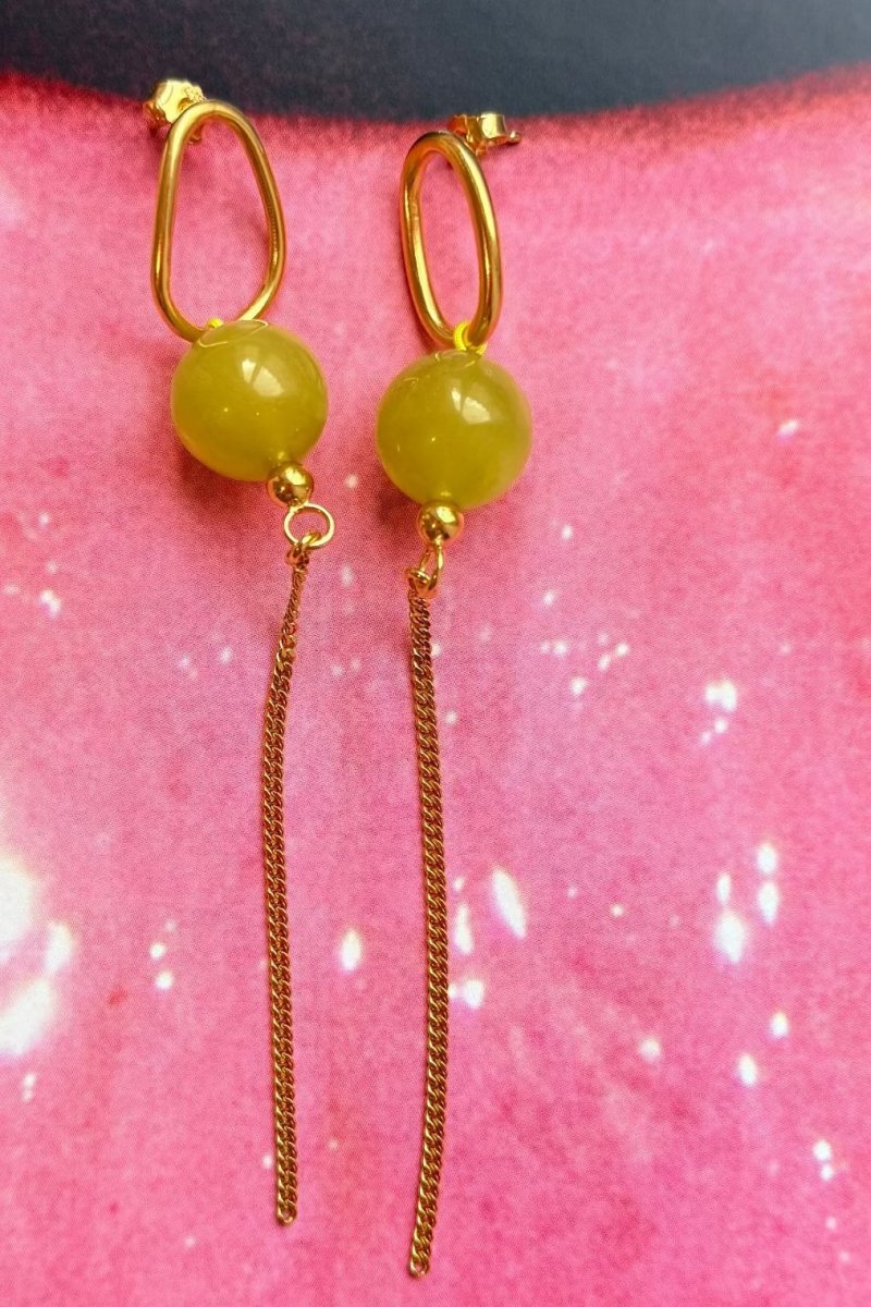 Ohrring  Korea lady 12cm Korea Jade kugel gold