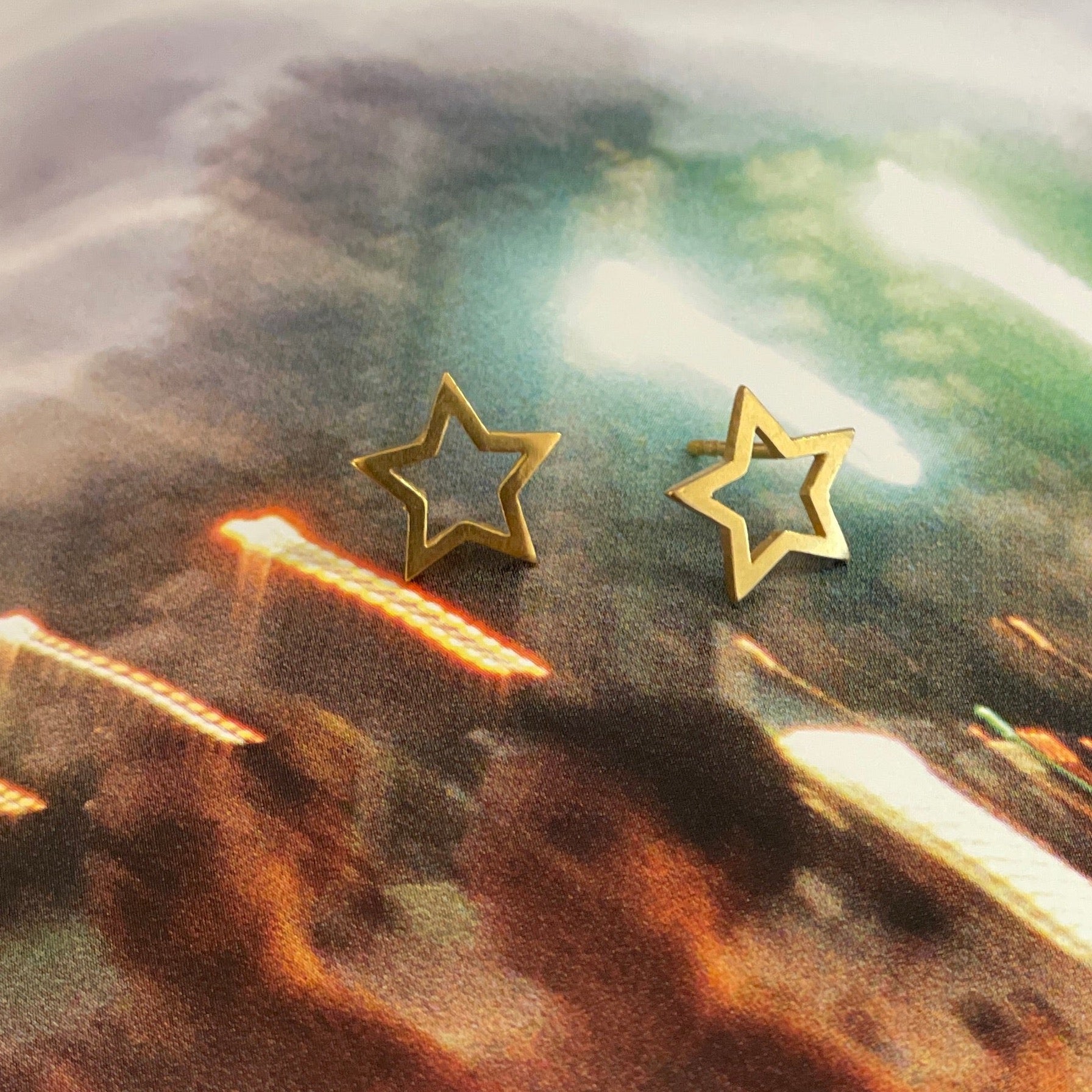 Ohrringe Gold stern Stecker Chaingang