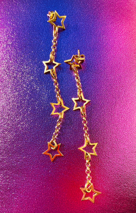 Ohrringe Gold Lang Sterne Cool Chaingang 