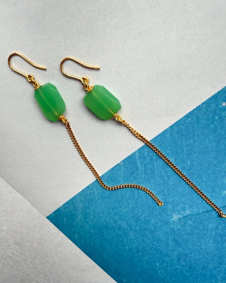 ohrring mirjam grüne edelsteine und lange panzerlkette 