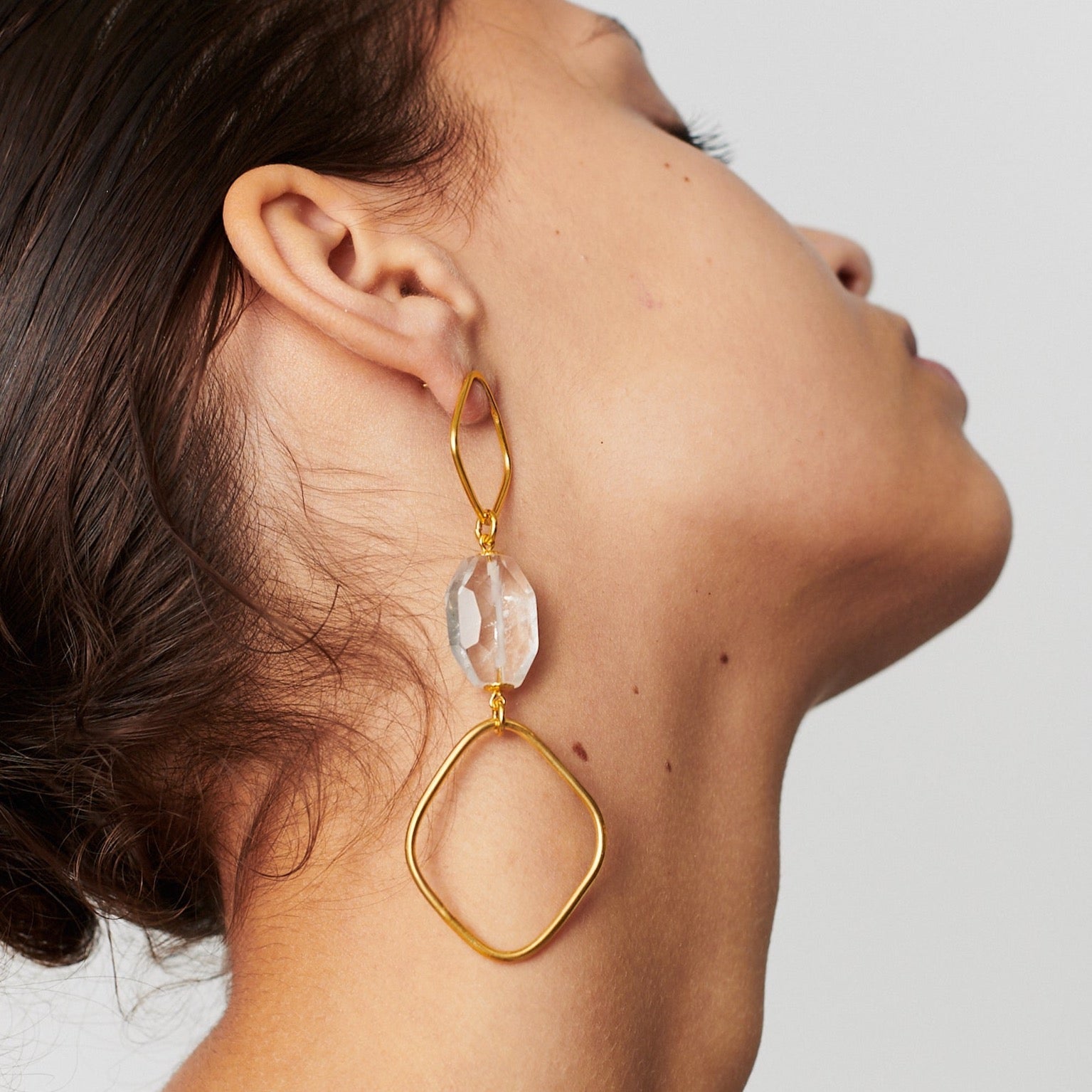 Ohrringe Gold Edelstein Abstrakt Trapez Stecker Satement Chaingang