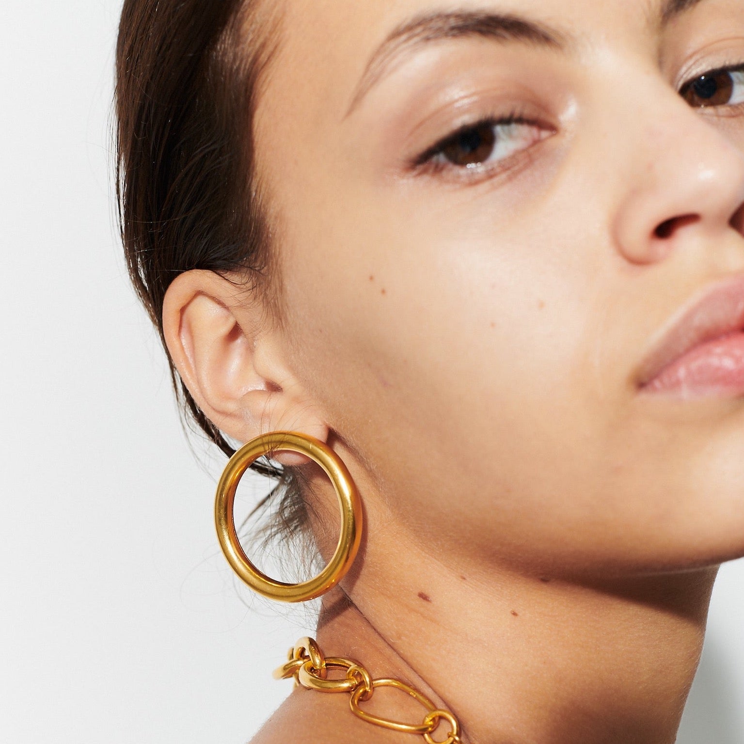 Ohrringe Gold Dick Rund Stecker Chaingang