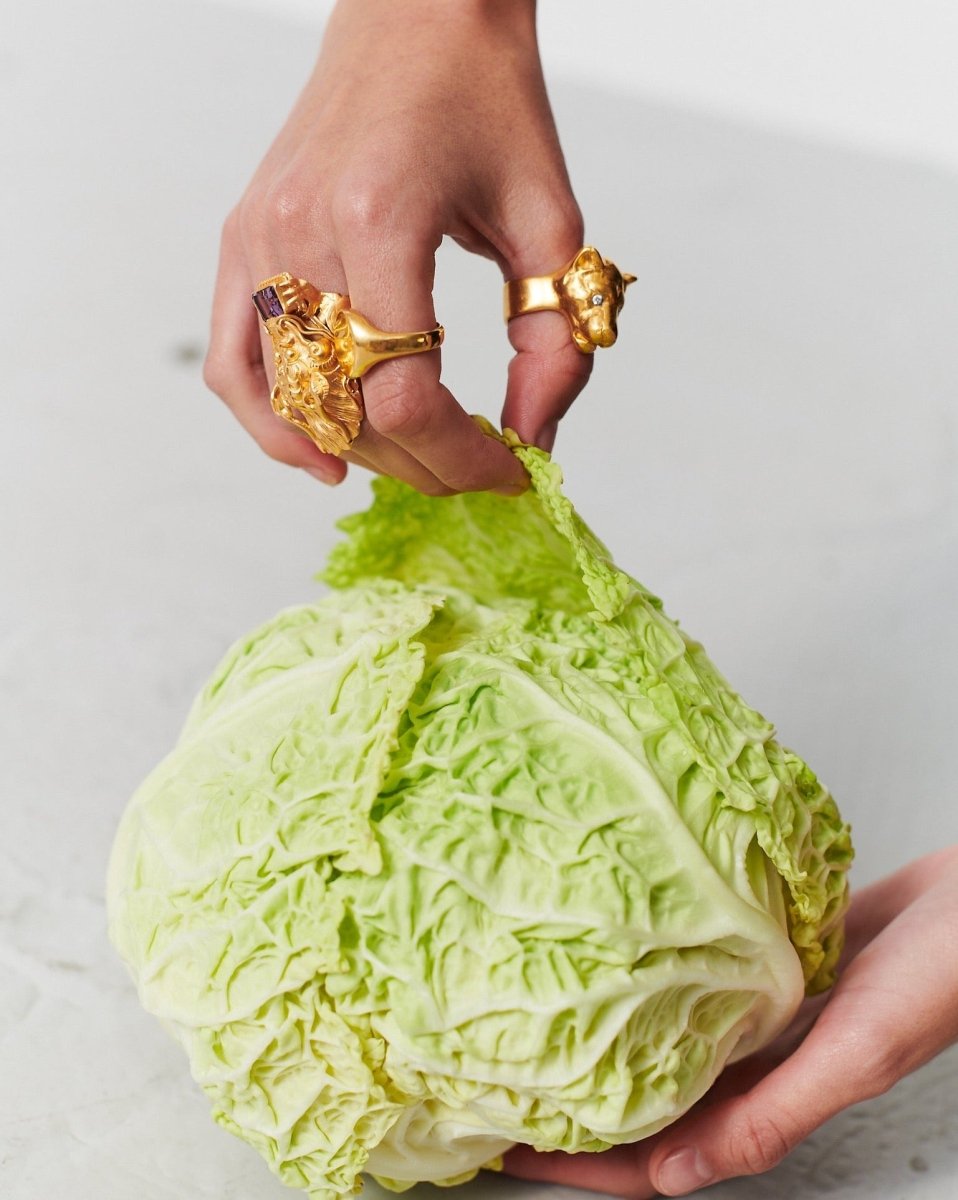 Ring Gold Löwe Massiv Tier Diamanten Augen Chaingang