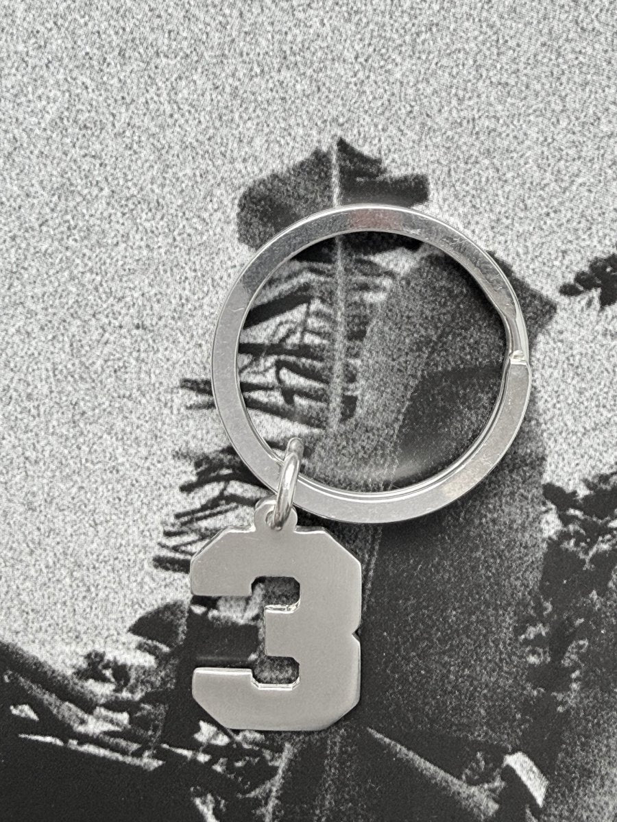 Numerologie Schlüsselanhänger mit Lebenszahl 3, wertig aus 925 Sterling Silber aus dem Atelier von Chaingang in München