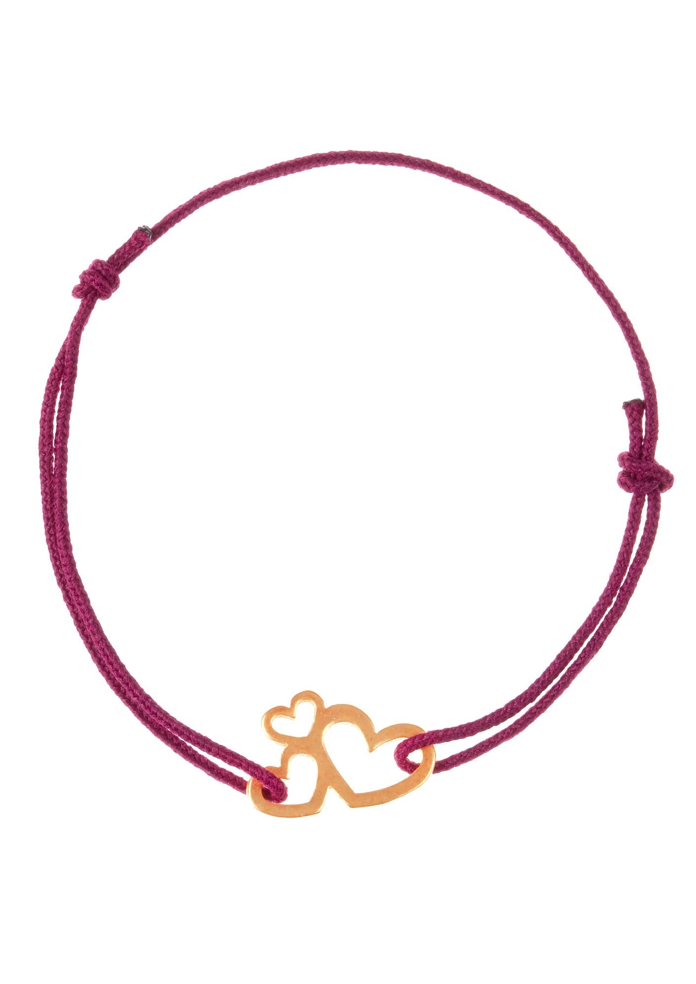 Armband Verstellbar Gold Lila Simpel Stoff Herzen Anhänger Chaingang